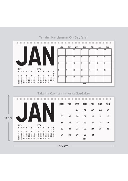 2025 Masa Takvimi, Önceki Ay Sonraki Ay Takvim, Aylık Planlayıcı Takvim, Üç Aylık Takvim, Çift Taraflı Büyük Boy Masa Takvimi, Desk Calendar
