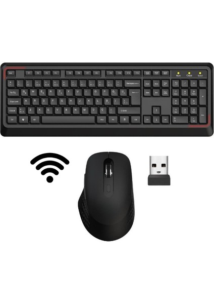 Wireless Kablosuz Q Klavye Mouse Seti Ofis Tipi Sessiz LED Aydınlatma