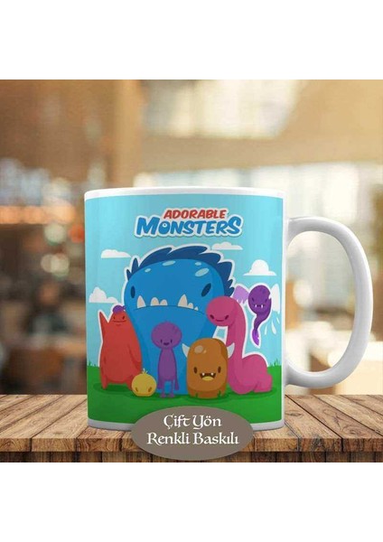 Monsters-Glümseyen Sevimli Canavarlar Kupa Bardak HEDIYELIK-229