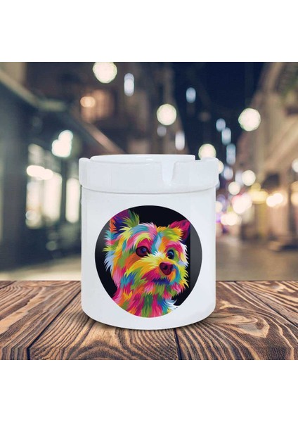 Renkli Küllük Fırça Darbeli Köpek Baskılı Kül Tablası KL-203