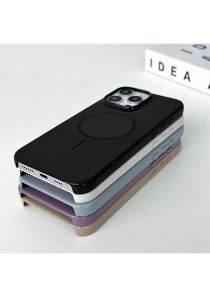 Apple iPhone 14 Pro Max Kılıf Magsafe Özellikli Parlak Sert Mermer Silikon Kapak