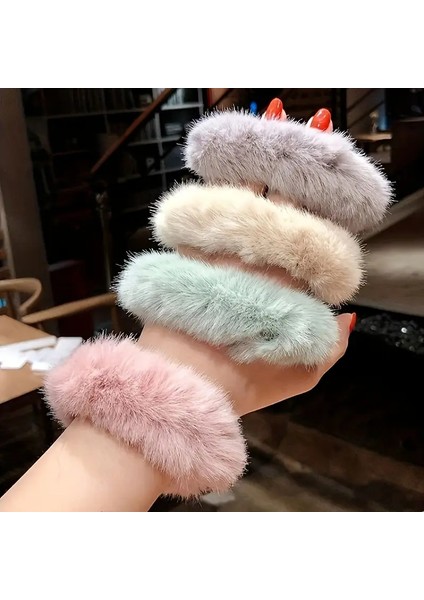 5 Çift Pastel Soft Renklerde Peluş Elastık Sac Tokası.açıklamayı Okumadan Sipariş Vermeyın Lütfen