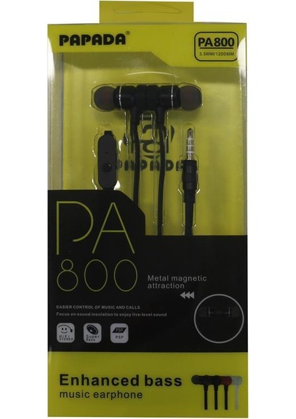 Papada PA800 Siyah Renk Mikrofonlu Mıknatıslı Kulaklık