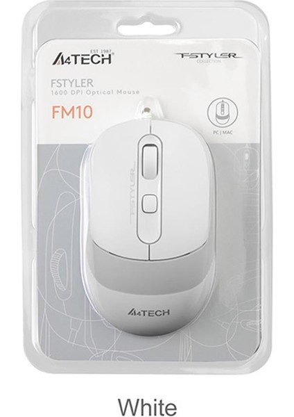 A4 Tech FM10 USB Fstyler Beyaz Optik 1600 Dpı Mouse