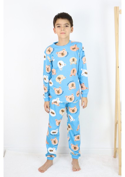 Erkek Çocuk Baskılı Interlok Kumaş Uzun Kollu Pijama Takımı fiyatları