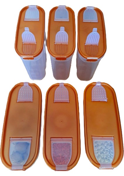 MRS Store Kilitli Sızdırmaz Erzak Bakliyat Saklama Kabı Kiler Box 6 'lı Set Lüks Kutu ( 3 Litre ) Çeyiz Seti 12 Parça indirimleri