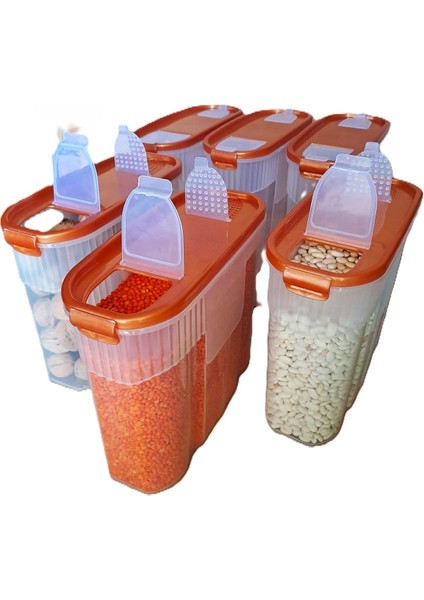 MRS Store Kilitli Sızdırmaz Erzak Bakliyat Saklama Kabı Kiler Box 6 'lı Set Lüks Kutu ( 3 Litre ) Çeyiz Seti 12 Parça