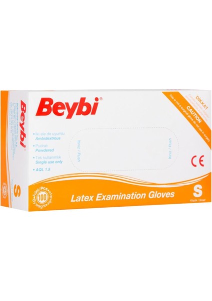 Lateks Pudralı (S) Small Beden Muayene Eldiven 100LÜ Paket
