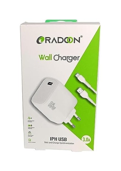 Rdo-12 Ip Uyumlu 18W 3 Amper Lightning Hızlı Şarj Aleti Quick Charger