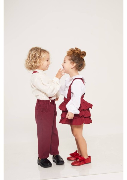 Erkek Çocuk Denim Pantolon Gömlek 3 Lü Alt Üst Takım (Askı Dahildir) modelleri