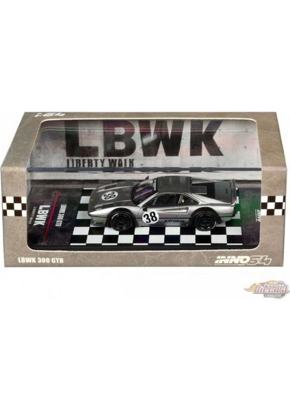 1:64 Diecast Ferrari Lbwk 308 Gtb Grey IN64 Grey Inno Model Araba