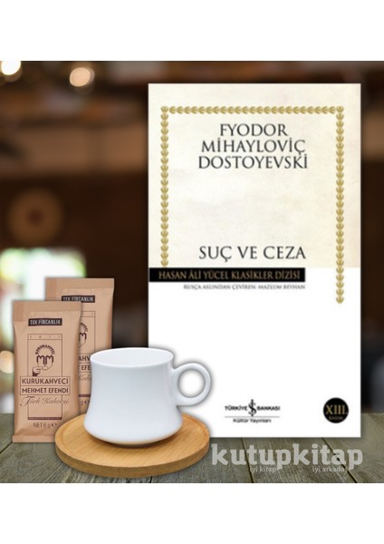 Suç ve Ceza Dostoyevski Kitap Kutupkitap Bambu Fincan Türk Kahvesi Kişiye Özel Not Hediye Seti