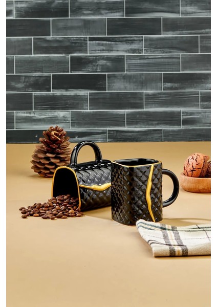 Çanta Şeklinde Lüx Seramik Gold Varaklı Tekli Kupa , Mug , Kupa Takımı , Nescafe Fincanı indirimleri