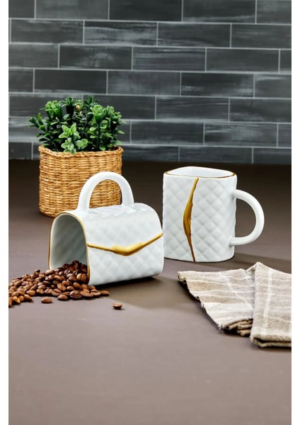 Çanta Şeklinde Lüx Seramik Gold Varaklı Tekli Kupa , Mug , Kupa Takımı , Nescafe Fincanı fiyatları