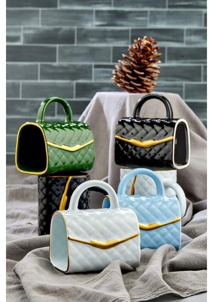 Çanta Şeklinde Lüx Seramik Gold Varaklı Tekli Kupa , Mug , Kupa Takımı , Nescafe Fincanı indirimleri