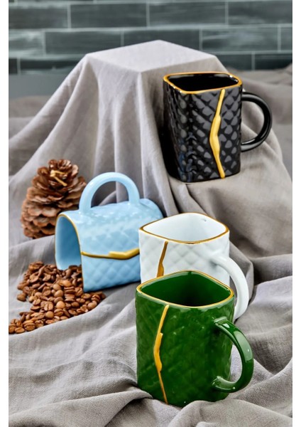Çanta Şeklinde Lüx Seramik Gold Varaklı Tekli Kupa , Mug , Kupa Takımı , Nescafe Fincanı indirimleri