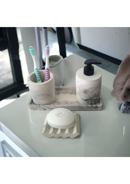4'lü Banyo Seti , Sıvı Sabunluk Diş Fırçalığı Beton Aksesuar Takım modelleri