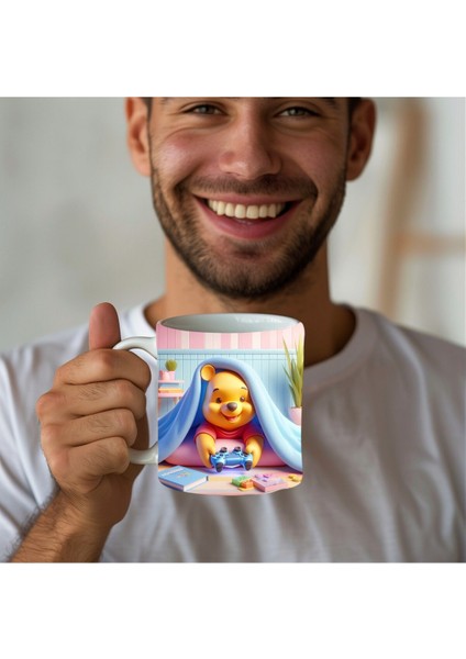 Winnie The Pooh - Kaplan Tigger - Iyor - Piglet Baskılı 3D Tasarım Seramik Kupa Mug