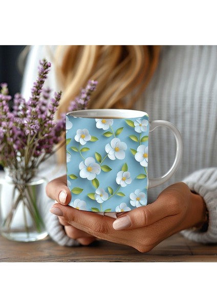 Çiçek Modellerinde 3 Boyutlu Tasarım Seramik Kupa Mug - Hediyelik Kupa Bardak