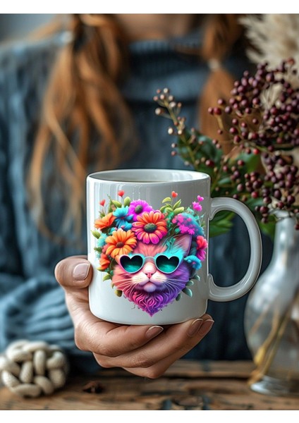 Kedi Baskılı 3D Tasarım Seramik Kupa Mug - Hediyelik Kupa Bardak
