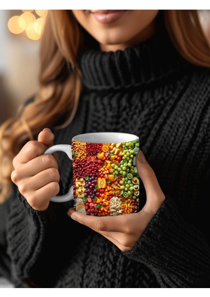 Meyveli Özel Tasarım Seramik Kupa Mug - Hediyelik Kupa Bardak - Meyve Tabağı fiyatları