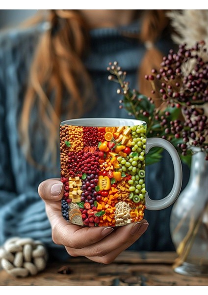 Meyveli Özel Tasarım Seramik Kupa Mug - Hediyelik Kupa Bardak - Meyve Tabağı fırsatları