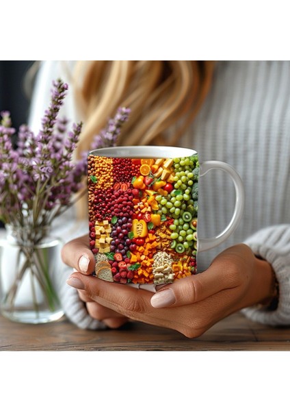 Meyveli Özel Tasarım Seramik Kupa Mug - Hediyelik Kupa Bardak - Meyve Tabağı indirimleri