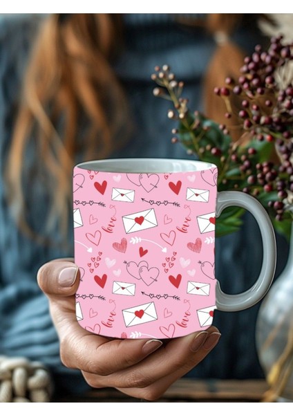 Kalp Şeklinde 3 Boyutlu Tasarım Seramik Kupa Mug - Hediyelik Kupa Bardak