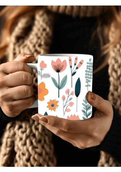Renkli Karışık Çiçek Şeklinde 3 Boyutlu Tasarım Seramik Kupa Mug - Hediyelik Kupa modelleri