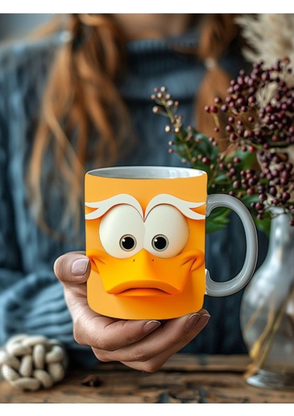 Ördek Temalı 3 Boyutlu Tasarım Seramik Kupa Mug - Hediyelik Kupa Bardak