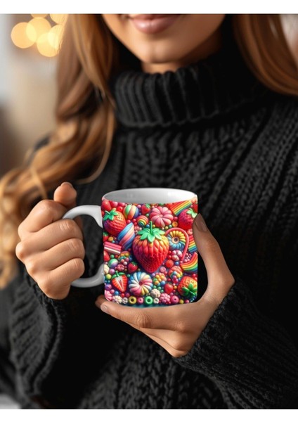 Çilek Şeklinde Özel Tasarım Seramik Kupa Mug - Hediyelik Kupa Bardak fiyatları