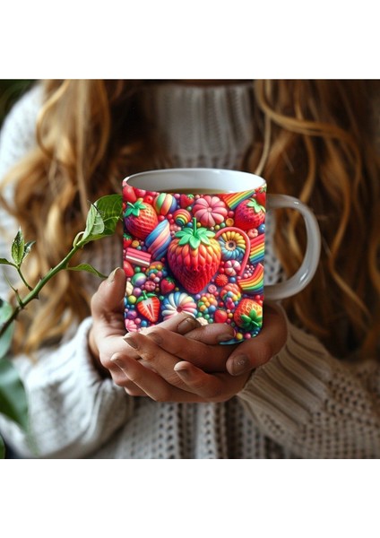 Çilek Şeklinde Özel Tasarım Seramik Kupa Mug - Hediyelik Kupa Bardak modelleri