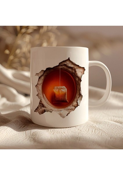 Sallama Çay Baskılı 3D Tasarım Seramik Kupa Mug - Hediyelik Kupa Bardak
