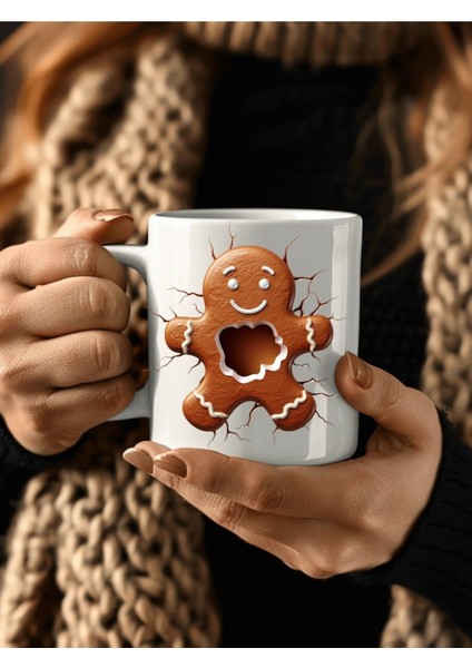 Kurabiye Temalı 3 Boyutlu Tasarım Seramik Kupa Mug - Hediyelik Kupa Bardak