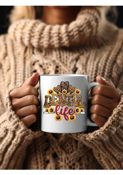 Dişçi Temalı Özel Tasarım Seramik Kupa Mug - Hediyelik Kupa Bardak - Dental