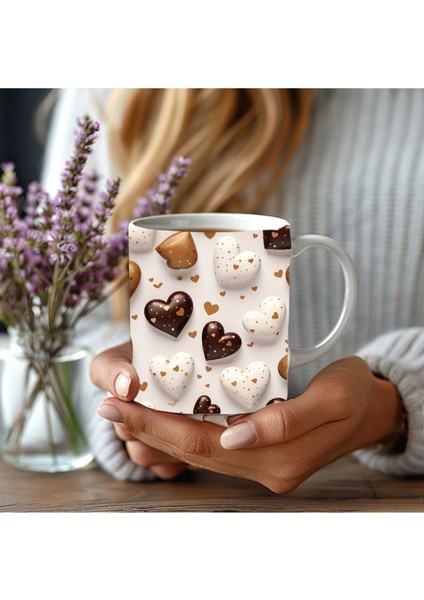 Çikolatalı Kalp Şeklinde 3 Boyutlu Tasarım Seramik Kupa Mug - Hediyelik Kupa Bardak indirimleri