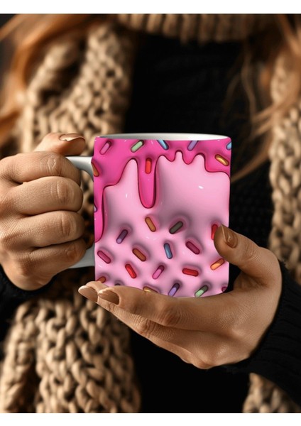 Şeker Taneli Baskılı 3D Tasarım Seramik Kupa Mug - Hediyelik Kupa Bardak