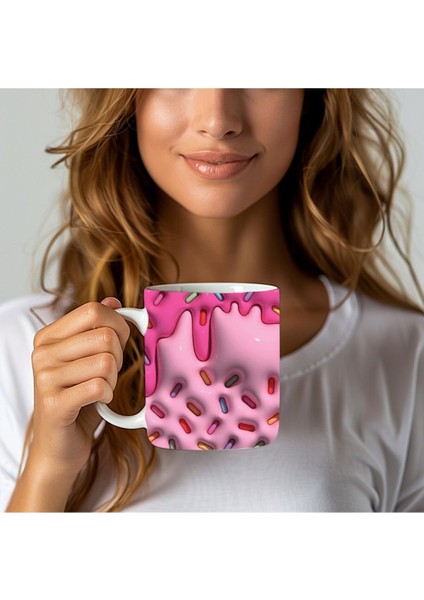 Şeker Taneli Baskılı 3D Tasarım Seramik Kupa Mug - Hediyelik Kupa Bardak