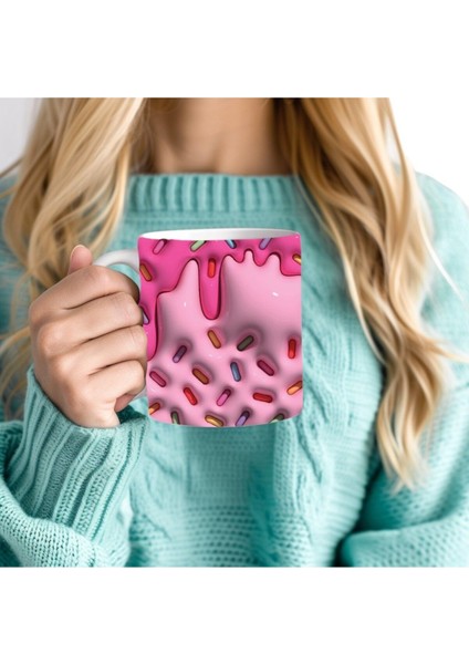 Şeker Taneli Baskılı 3D Tasarım Seramik Kupa Mug - Hediyelik Kupa Bardak