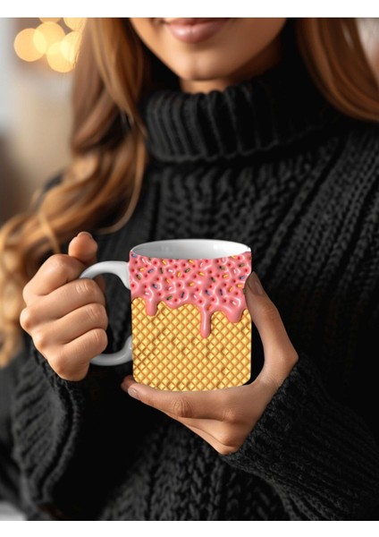 Dondurma Külah Baskılı 3D Tasarım Seramik Kupa Mug - Hediyelik Kupa Bardak fiyatları