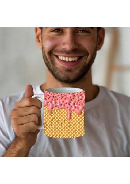 Dondurma Külah Baskılı 3D Tasarım Seramik Kupa Mug - Hediyelik Kupa Bardak modelleri
