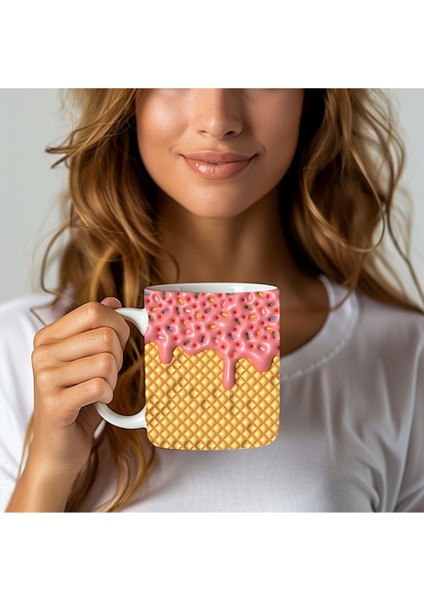 Dondurma Külah Baskılı 3D Tasarım Seramik Kupa Mug - Hediyelik Kupa Bardak fırsatları