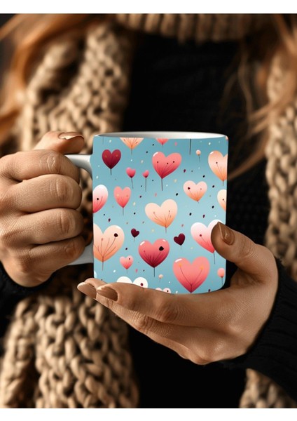 Kalp Şeklinde 3 Boyutlu Tasarım Seramik Kupa Mug - Hediyelik Kupa Bardak