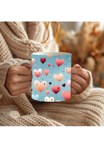 Kalp Şeklinde 3 Boyutlu Tasarım Seramik Kupa Mug - Hediyelik Kupa Bardak