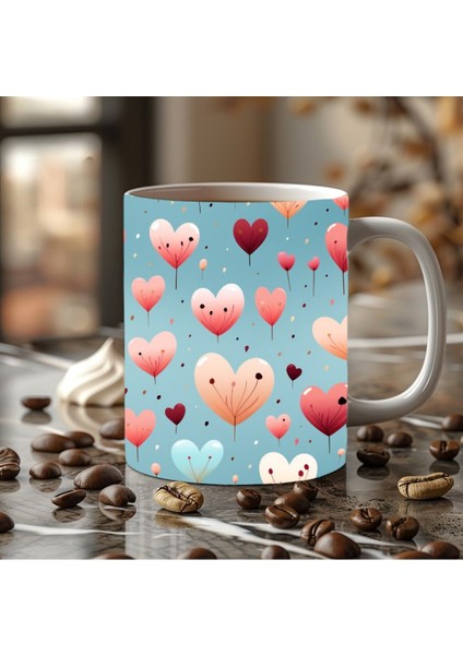 Kalp Şeklinde 3 Boyutlu Tasarım Seramik Kupa Mug - Hediyelik Kupa Bardak