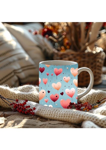 Kalp Şeklinde 3 Boyutlu Tasarım Seramik Kupa Mug - Hediyelik Kupa Bardak