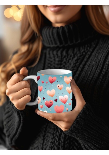 Kalp Şeklinde 3 Boyutlu Tasarım Seramik Kupa Mug - Hediyelik Kupa Bardak