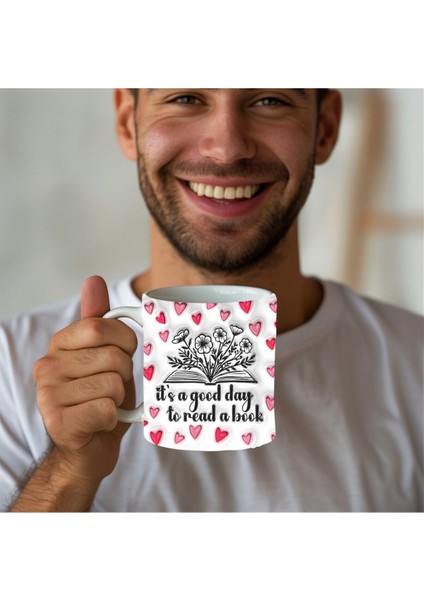 Kitap ve Kalp Baskılı 3D Tasarım Seramik Kupa Mug - Hediyelik Kupa Bardak fiyatları