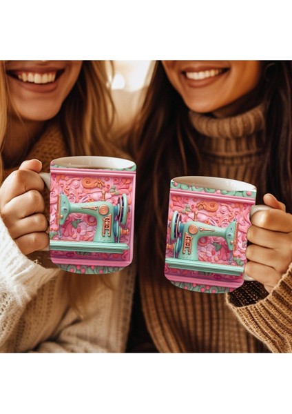 Dikiş Makinası Baskılı 3D Tasarım Seramik Kupa Mug - Hediyelik Kupa Bardak indirimleri