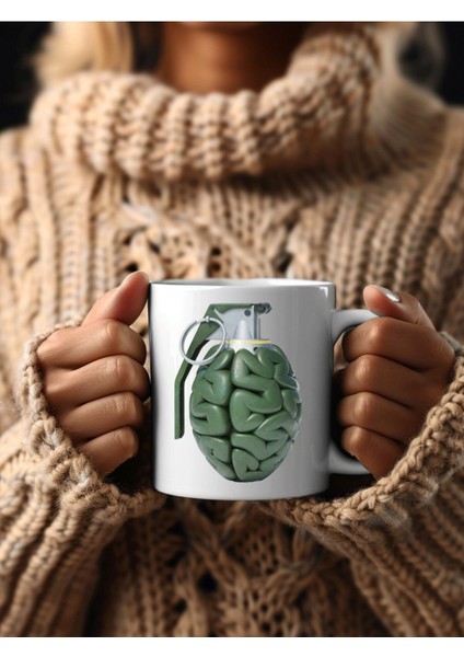 El Bombası ve Beyin Şeklinde 3 Boyutlu Tasarım Seramik Kupa Mug - Hediyelik Kupa fırsatları